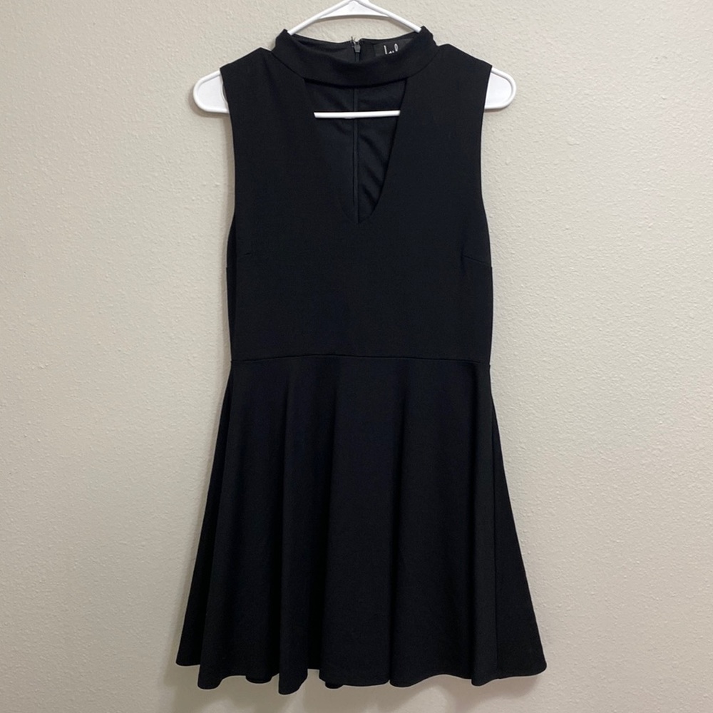 Lulu’s Black High-Neck w/ Cut Out  Formal Skater Dress